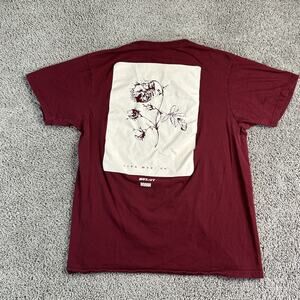 Lira MFG Co Shirt Mens Medium Maroon Rose Floral Graphic Est 07 Casual Tee